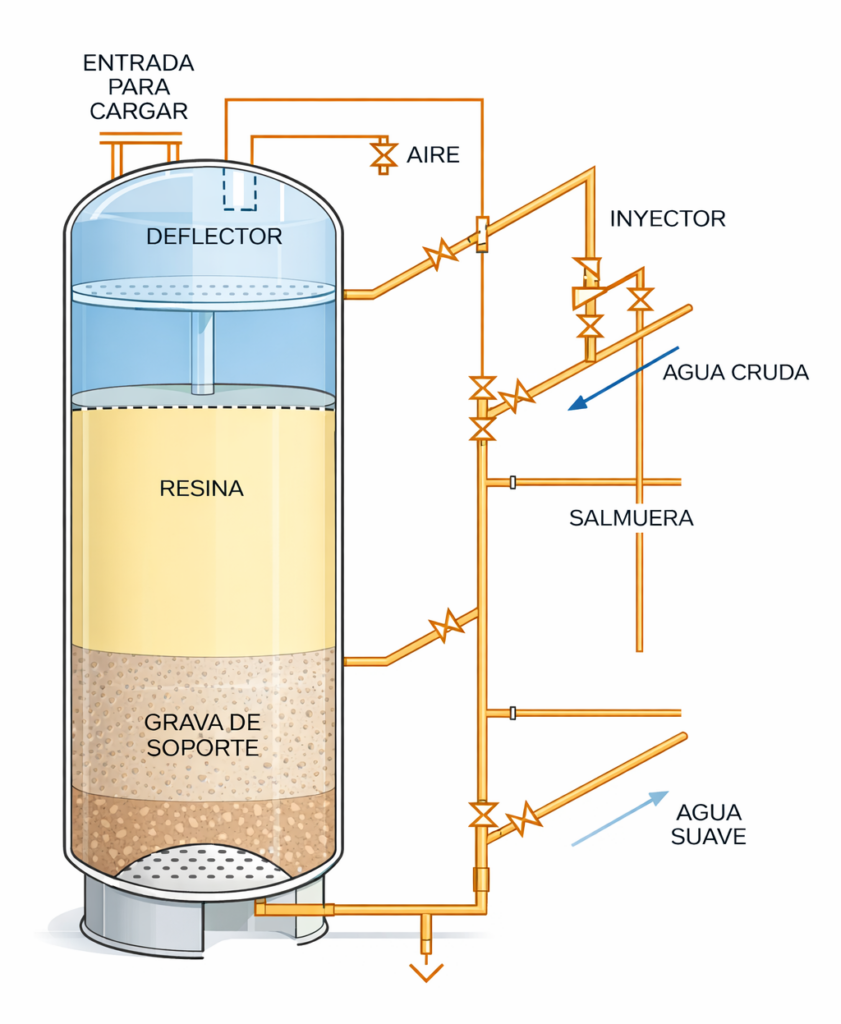 Ablandador de agua con resina