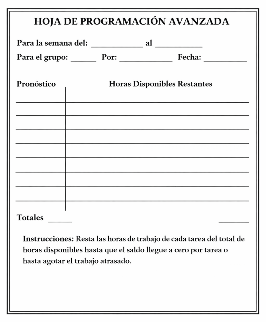 Hoja de programación avanzada