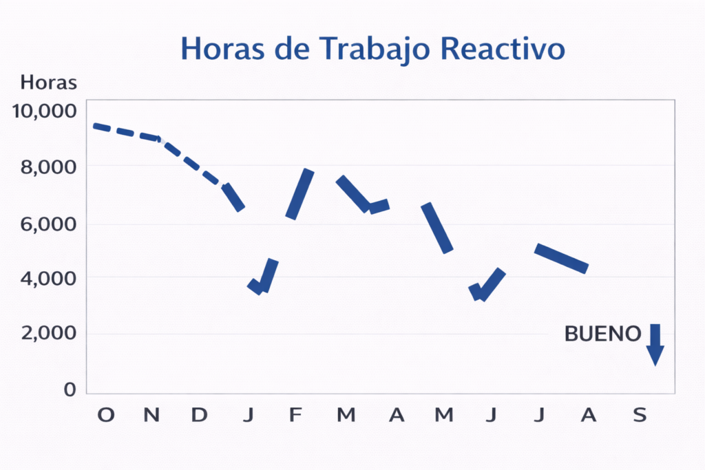 Horas de trabajo reactivo por mes