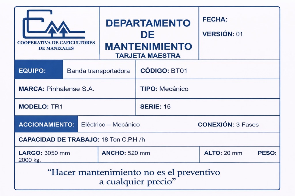 Tarjeta maestra de mantenimiento BT01